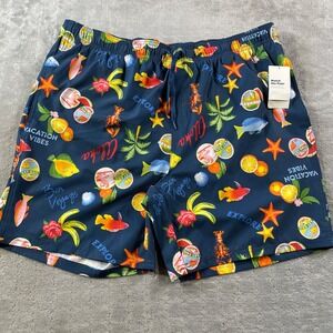 OLD NAVY Swim‎ Trunks Mens XL Blue Tropical Fish Aloha Vacation Summer Beach